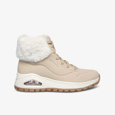 SKECHERS Damen Winter Sneaker in beige mit Plüsch am Schaft