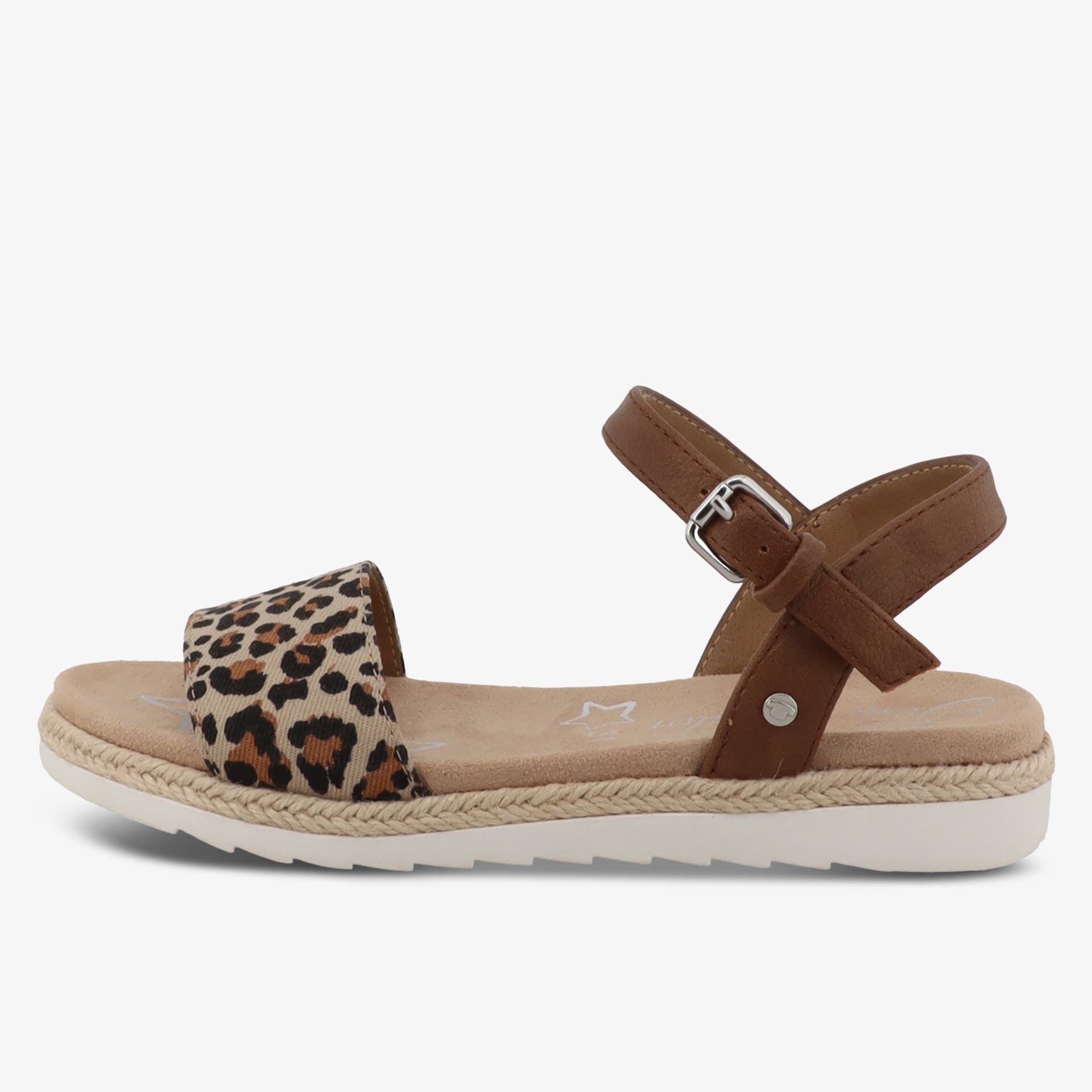 Bequeme Sandale mit Leopardmuster, verstellbarem Riemen und gepolsterter Sohle für angenehmen Tragekomfort