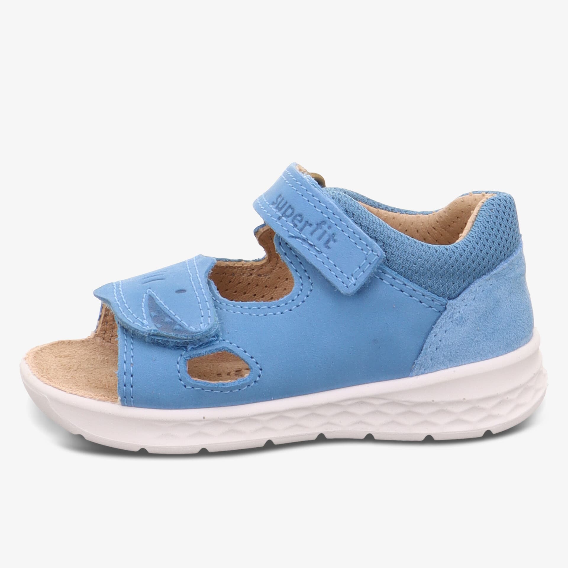Blauer Kinderschuh mit flexiblem Klettverschluss und atmungsaktivem Obermaterial, komfortable und leichte Sohle