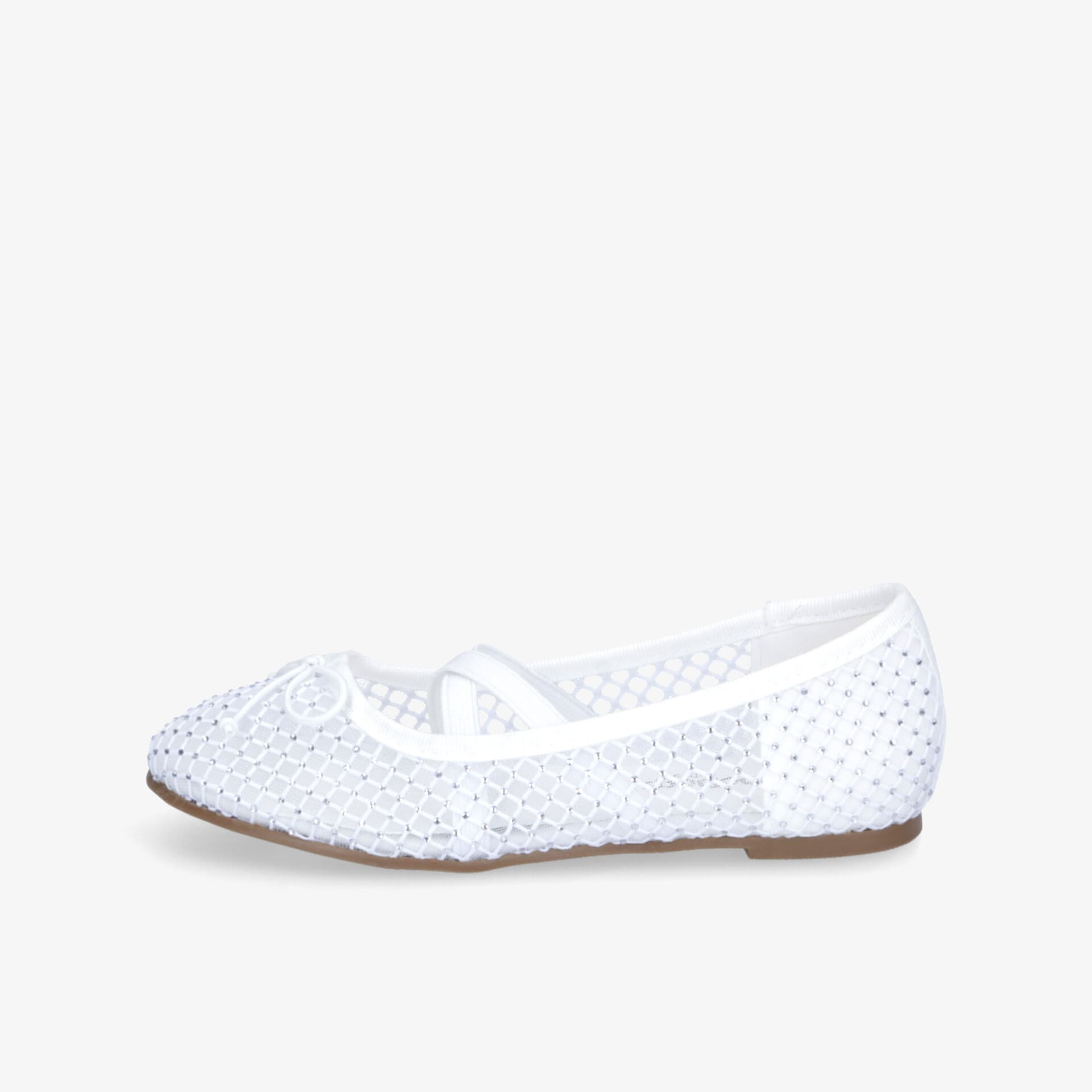 Weißer perforierter Schuh seitliche Ansicht mit leichter, atmungsaktiver und flexibler Verarbeitung für Komfort