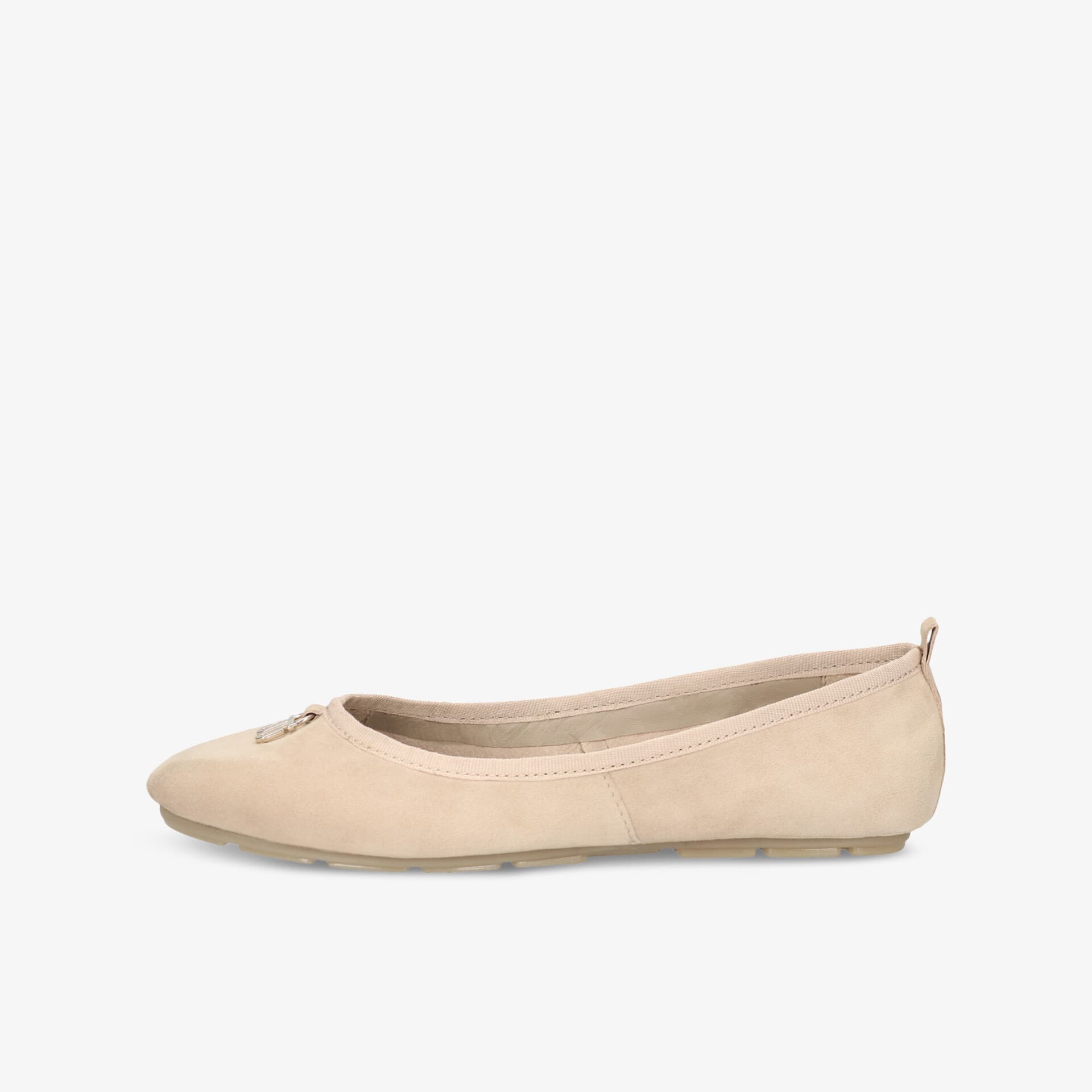 Beiger Ballerina Schuh mit flacher, flexibler Sohle und rundem Zehenbereich, elegant und bequem für Alltag