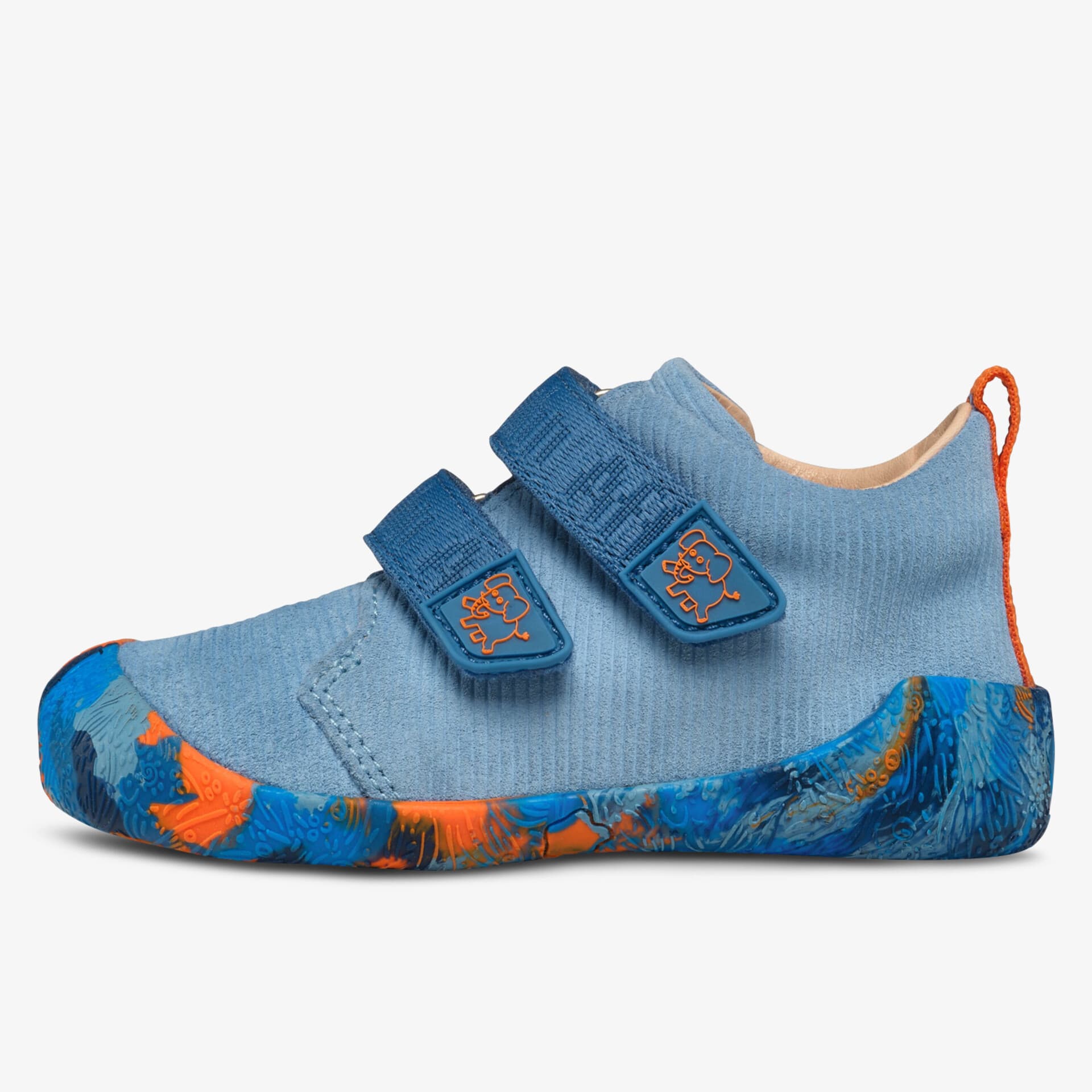 Leichter und flexibler Schuh mit rutschfester bunter Sohle und praktischem Klettverschluss für angenehmen Sitz