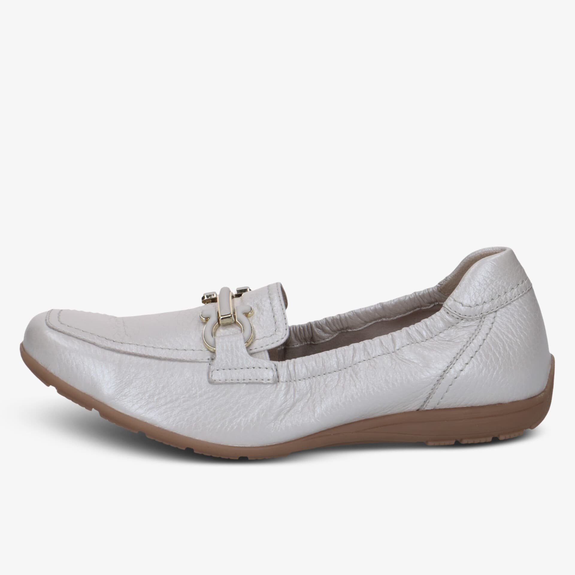 Bequemer grauer Halbschuh mit weichem Komfortmaterial und eleganter Naht im seitlichen Profil