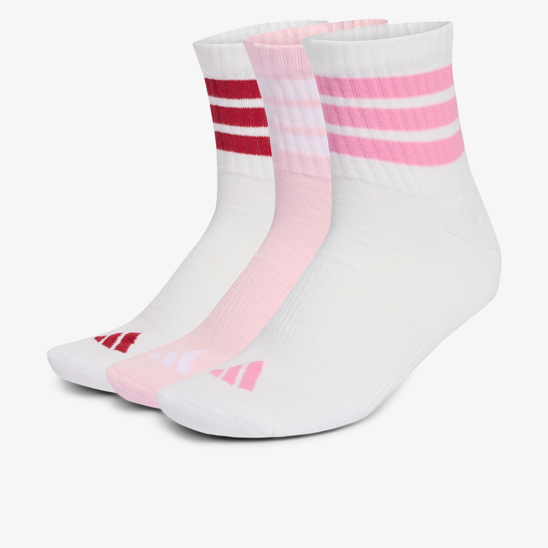 Dreier Pack weiße Sportsocken mit farbigen Streifen, atmungsaktiv und bequem für täglichen Gebrauch