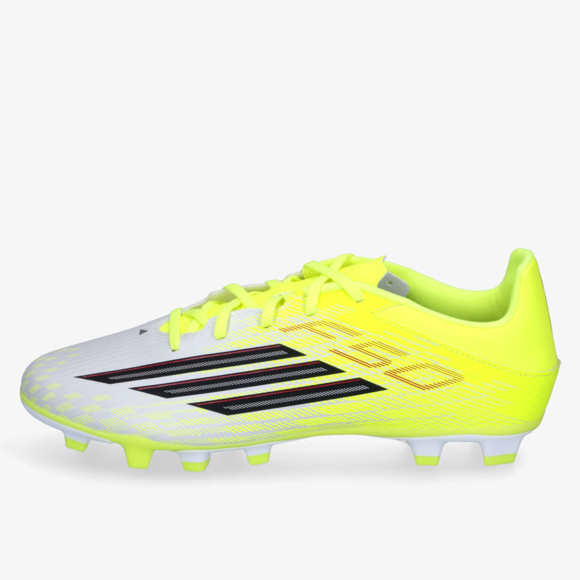 Leichter Fußballschuh in Neon-Gelb mit schwarzem Streifendesign, stabile Passform und rutschfester Sohle für hohe Leistung